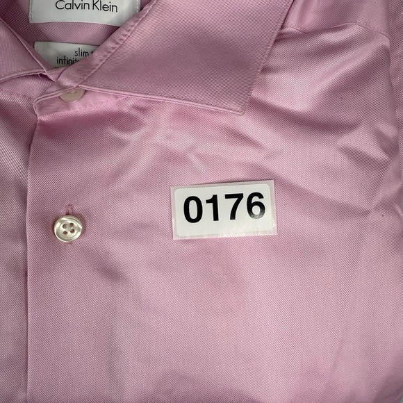 Calvin Klein Men's 16 1/2 36/37 Button Down Dress Shirt Long Sleeve Pink - Picture 7 of 7